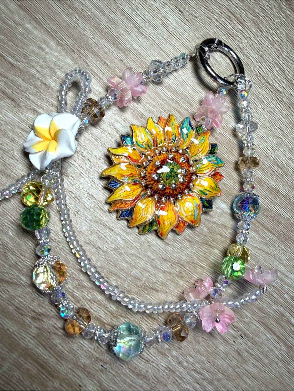 🌻🌸 Colorful Sunflower Beaded Phone / Bag / Key Chain ✨